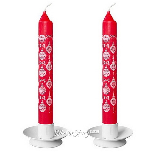 Новогодние свечи Christmas Dinner - Игрушки 21 см красные, 4 шт Омский Свечной