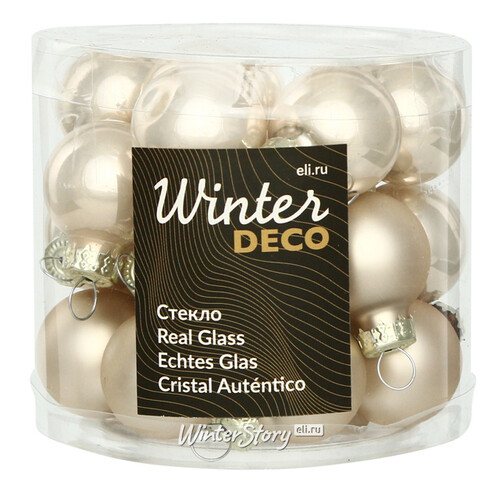 Набор стеклянных шаров 2.5 см перламутровый mix, 24 шт Winter Deco