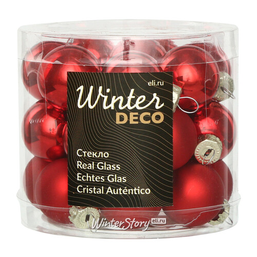Набор стеклянных шаров 2.5 см красный mix, 24 шт Winter Deco
