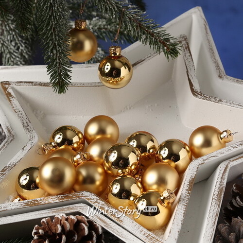 Набор стеклянных шаров 3.5 см золотой mix, 16 шт Kaemingk/Winter Deco