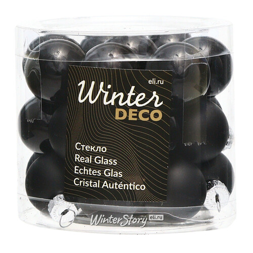 Набор стеклянных шаров 2.5 см черный mix, 24 шт Winter Deco