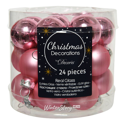 Набор стеклянных шаров 2.5 см розовое конфетти mix, 24 шт Kaemingk/Winter Deco
