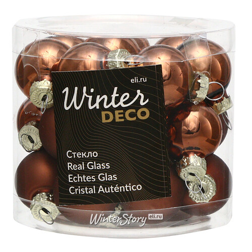 Набор стеклянных шаров 2.5 см эспрессо mix, 24 шт Winter Deco
