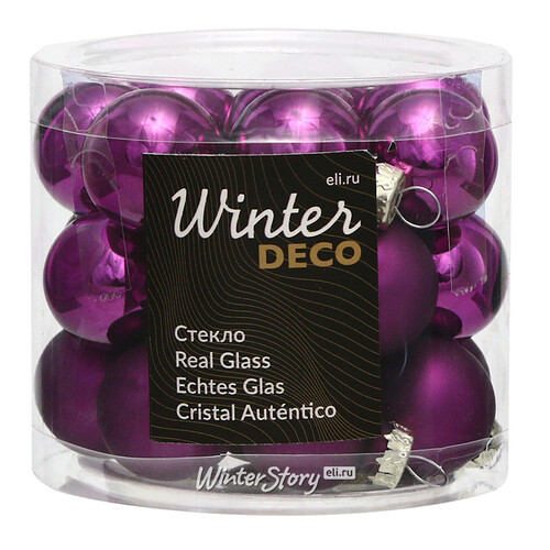 Набор стеклянных шаров 2.5 см royal purple mix, 24 шт Winter Deco