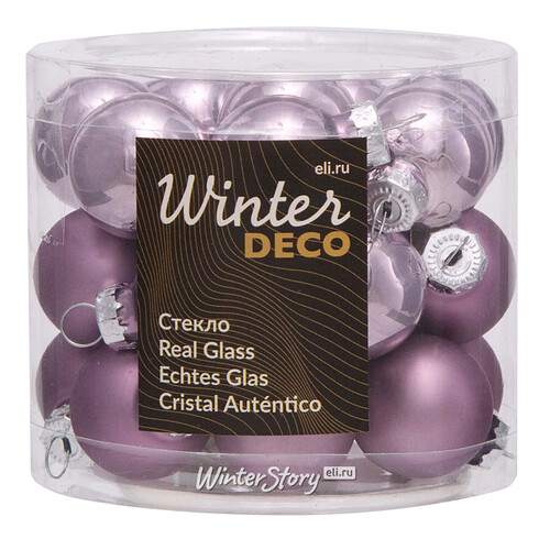 Набор стеклянных шаров 2.5 см аметистовый mix, 24 шт Winter Deco
