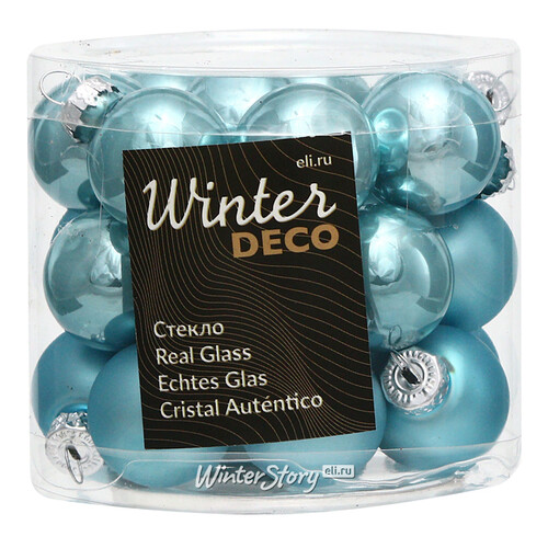 Набор стеклянных шаров 2.5 см голубая карамель mix, 24 шт Winter Deco