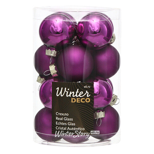 Набор стеклянных шаров 3.5 см royal purple mix, 16 шт Winter Deco