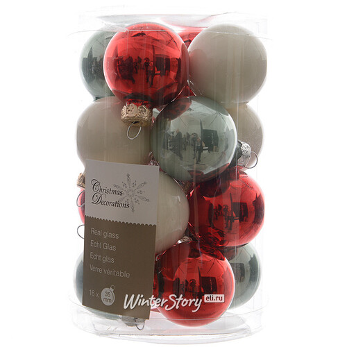 Коллекция стеклянных шаров Рождественская Ярмарка 3.5 см, 16 шт Kaemingk