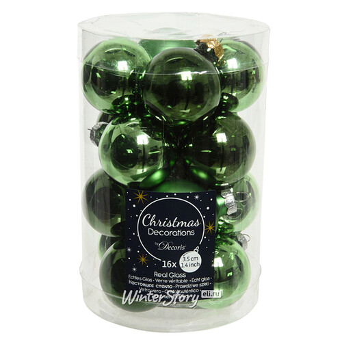 Коллекция стеклянных шаров Meadow Green 3.5 см, 16 шт Kaemingk