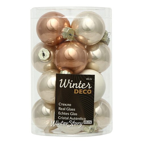 Коллекция стеклянных елочных шаров Cashmere Rose 3.5 см, 16 шт Winter Deco