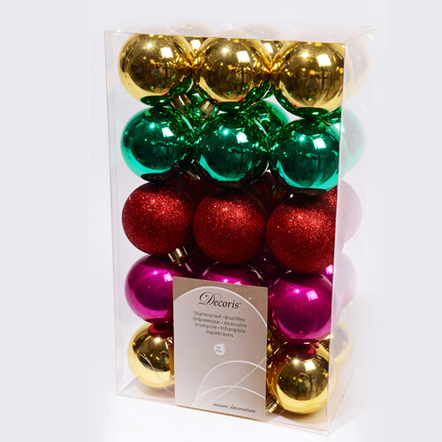 Коллекция пластиковых шаров Gracy - Новогоднее Разноцветие 6 см, 30 шт Kaemingk