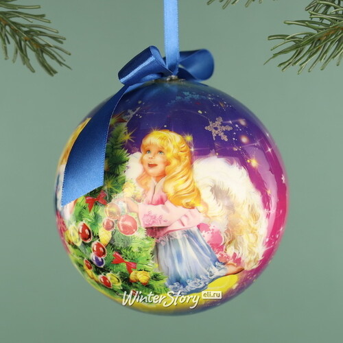 Пластиковый елочный шар Рождественские Ангелочки 12 см Незабудка