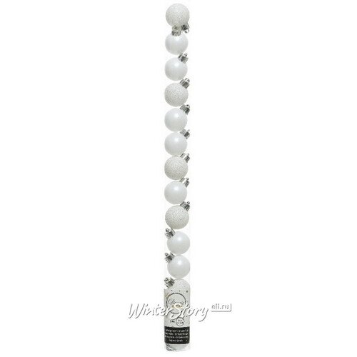 Набор пластиковых шаров Блеск 3 см белый, 14 шт Winter Deco