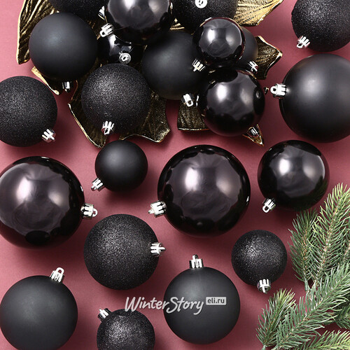 Набор пластиковых шаров Cosmo Черный, 6-10 см, 26 шт Winter Deco