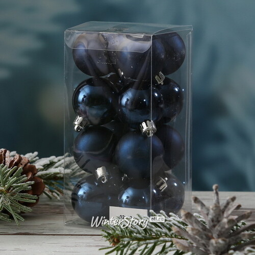 Набор пластиковых шаров Синий Бархат 4 см, 16 шт, mix Winter Deco