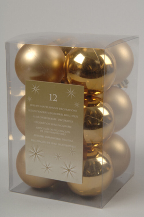 Набор пластиковых глянцевых шаров 6 см золото, 12 шт, Snowhouse Snowhouse