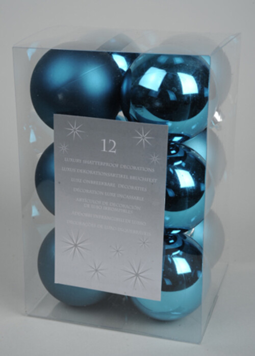 Набор пластиковых матовых шаров 6 см бирюзовый, 12 шт Kaemingk/Winter Deco
