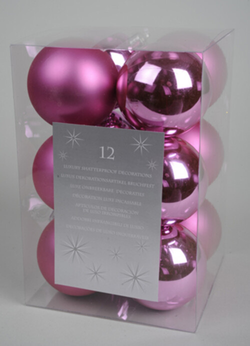 Набор пластиковых глянцевых шаров 6 см розовый, 12 шт Kaemingk/Winter Deco