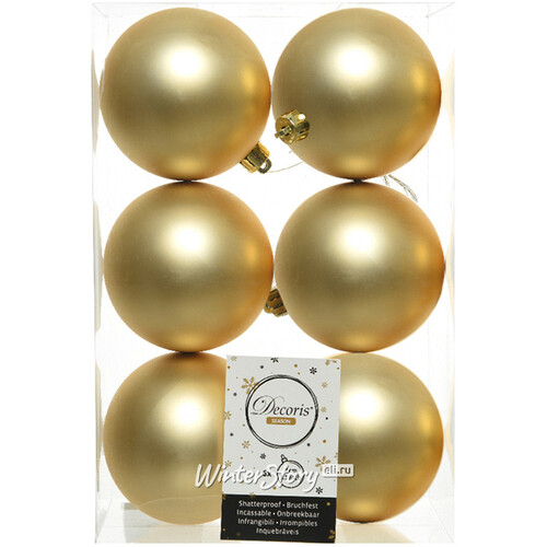 Набор пластиковых матовых шаров 8 см золотой, 6 шт Kaemingk