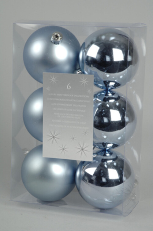 Набор пластиковых глянцевых шаров 8 см цвет голубой, 6 шт Kaemingk/Winter Deco