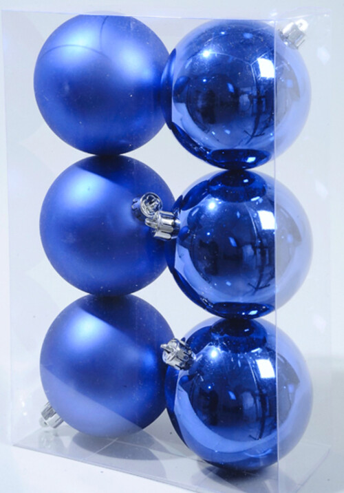 Набор пластиковых глянцевых шаров 8 см синий, 6 шт Kaemingk/Winter Deco