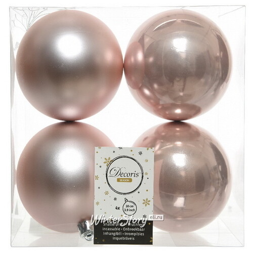 Набор пластиковых шаров Розовый Бутон 10 см, 4 шт, mix Winter Deco