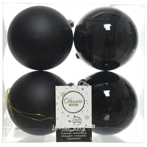 Набор пластиковых шаров Черный 10 см, 4 шт, mix, 2 сорт Kaemingk/Winter Deco