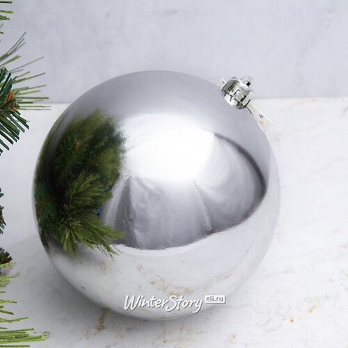 Пластиковый шар 14 см серебряный глянцевый Winter Deco