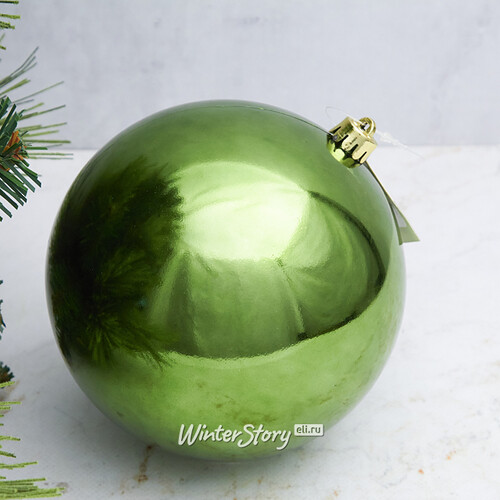 Пластиковый шар 14 см зеленый бархат глянцевый Winter Deco