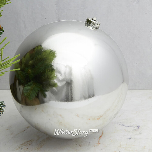Пластиковый шар 20 см, серебряный глянцевый Kaemingk/Winter Deco