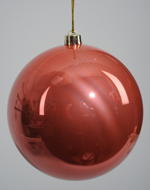 Пластиковый глянцевый шар 20 см оранжевый шелк Kaemingk