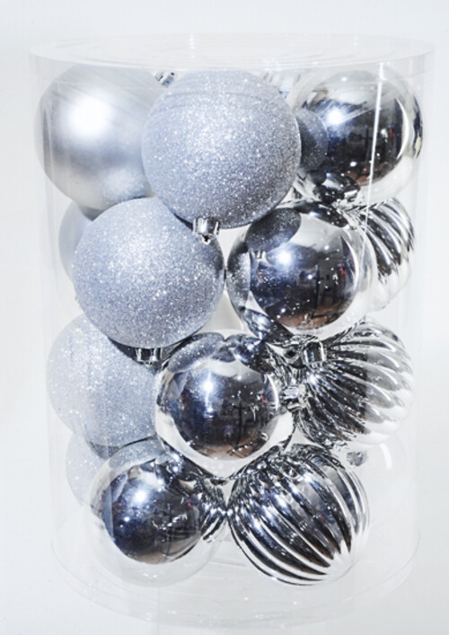 Набор пластиковых шаров Серебряная Феерия 10 см, 20 шт, mix Kaemingk
