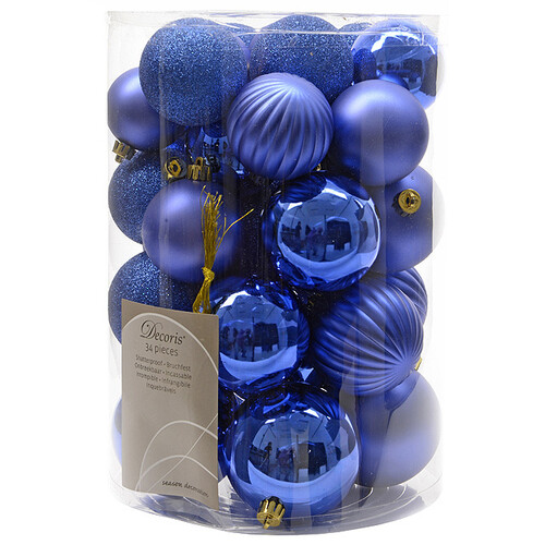 Набор пластиковых шаров Grande Collection - Королевский синий 34 шт, mix Winter Deco