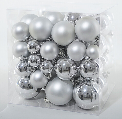 Набор пластиковых шаров Серебряные искры 75 шт, mix Kaemingk