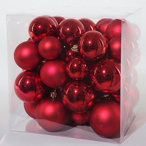 Набор пластиковых шаров Красные искры 75 шт, mix Kaemingk