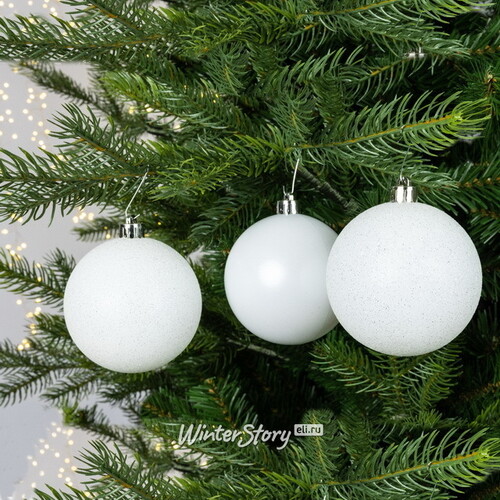 Набор пластиковых шаров Luminous - Белый, 8 см, 34 шт Winter Deco