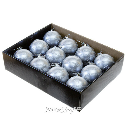 Набор пластиковых шаров Соната 8 см серебряный, 12 шт Kaemingk