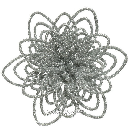 Декоративный цветок Аделис 10 см, серебряный, 3 шт, клипса Kaemingk