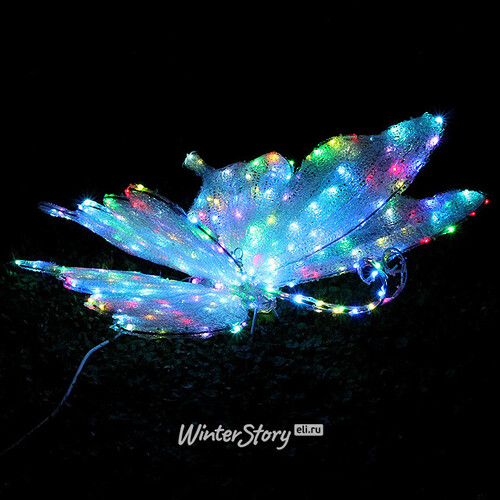 Бабочка светящаяся, 82*82 см, уличная, прозрачные акриловые нити, 360 разноцветных светодиодов, IP65 Экорост