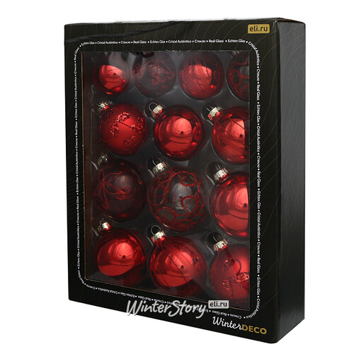 Набор стеклянных шаров Modellato - Красный 7 см, 13 шт Winter Deco