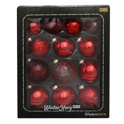 Набор стеклянных шаров Modellato - Красный 7 см, 13 шт Winter Deco