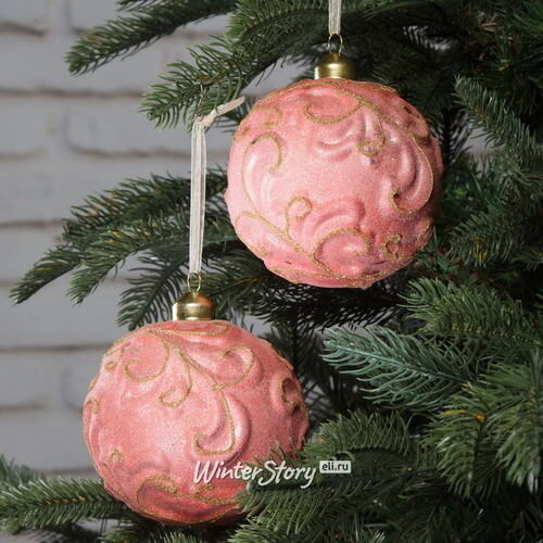 Набор винтажных елочных шаров Монфревиль 10 см розовый, 2 шт, стекло Kaemingk