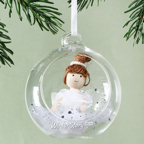 Стеклянный шар с композицией Нежная фея Джесс 8 см, подвеска Kaemingk
