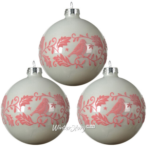 Набор стеклянных шаров Mirasole Soft Pink 8 см, 3 шт Kaemingk