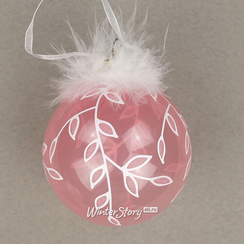 Набор стеклянных елочных шаров Снежная Ветвь 8 см розовый бутон, 3 шт Kaemingk