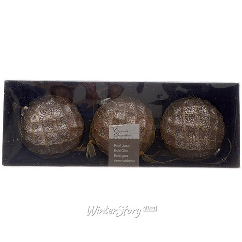 Набор винтажных елочных шаров Грани Красоты 8 см перламутровые, 3 шт, стекло Kaemingk