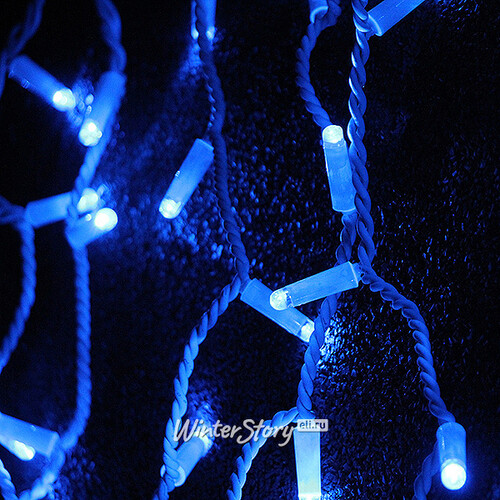 Светодиодная гирлянда Бахрома Айсикл 2*0.8м, 120 синих LED ламп, белый КАУЧУК, соединяемая, IP65 Экорост