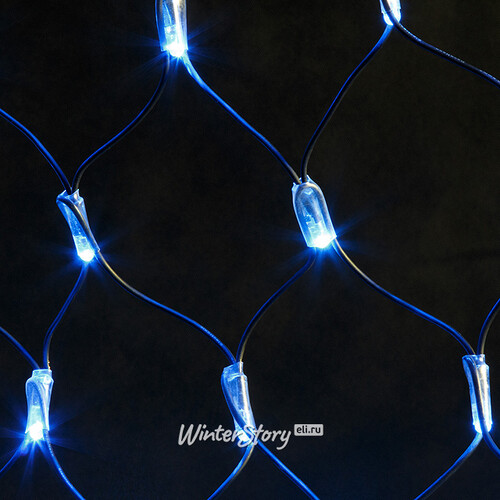 Гирлянда Сетка 2*1 м, 160 синих LED ламп, черный КАУЧУК, соединяемая, IP65 Экорост