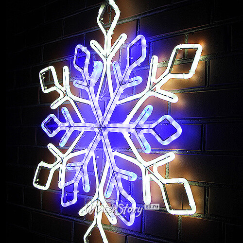 Снежинка-звезда из дюралайта, уличная, 80*69 см, бело-синий, IP65 Экорост