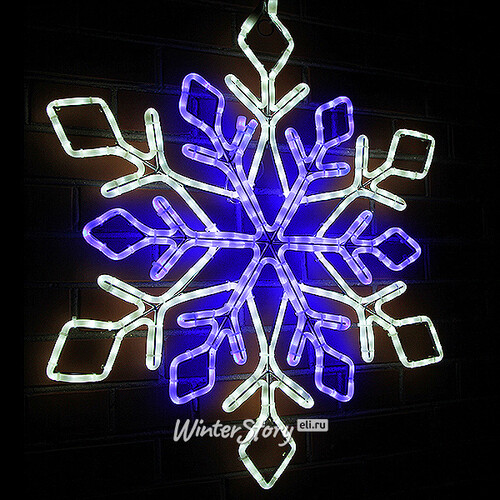 Снежинка-звезда из дюралайта, уличная, 80*69 см, бело-синий, IP65 Экорост